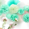 20 stücke Mint Green Party Dekoration Kit Papier Fans Laternen Pom Pom Stern Girlande Geburtstag Baby Dusche Hochzeit Dekoration Y200903