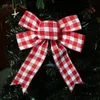 Grid Christmas Bowknot Red Green Bow Decoration Christmas Tree Decoration décoration Ornement du Nouvel An Festival Party Home Wedding Decor VT175457605