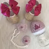 Dollbling Sparkly All star Crystals Baby Girls Ballet Boutique Infant White Fur Hair Diamond Crib Shoes Newborn Headband set 201130