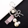 Mooie Crystal Bowknot Keychain Key Ring Charm Purse Tas Paar cadeau4982921