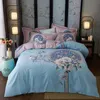 Pościel Bawełna Zestaw Amerykański Kwiat Pościel Zestaw Pościel Bohemia 100% Bawełna Duvet Cover + Flat Sheet + Poszewka 4 SZTS King Queen Bed Set 201021