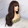 Bruine franje Human Hair Silk Top Machine gemaakt Wig voor vrouwen met Bang Remy Indian 180 DENSITEIT Groothandel Prijspruiken