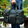 Men Real Genuine Leather Vintage Large Capacity Travel Briefcase Business 15.6" Laptop Case Attache Messenger Bag Portfolio 30611