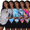 New Plus size 2XL Summer jogger suit women shorts two piece set tie dyed short sleeve outfits T-shirt+shorts casual letter sportswear 2922