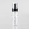 100 ml vit / klar / frostat plast PET-flaska med svart skumpump för ansiktsskum / mousse Cleanser / Handrengöring Hudvård