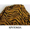 Kpytomoa النساء الأزياء المتضخم الحيوان طباعة قميص سترة معطف خمر طويلة الأكمام جيوب الإناث قميص شيك قمم 201112