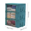 3Pcs Non-woven Foldable Clothes Organizer Home Storage Box Quilt Storage Bag - Lake Blue LJ200812