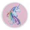 New Microfiber Printed Tassels Circular Unicorn Beach Towel 150cm 3D Tapestry Hippie Yoga Mat Individualized Customization HHE4197