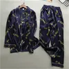 Men Daeyard Silk Pama Set Spring Summer Soft Long Sleeve shirts en broek Pyjama Sleepwear Casual Home Deskleding Plus Size Suit 201109