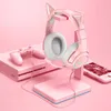 Headphones Earphones Pink Wired Game Cat Ear Headset With Microphone Hifi 71 Channel Gaming Music For Computer Notebook5801793