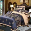 Luxury Silk Bedding Set Golden Jacquard 60S Cotton King Queen Size Lace Bed Set Satin Duvet Cover Linen Pillow Bedsheet Home Texti278n