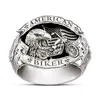 Fevruaryfrost Brand Mottes sculptées American Biker Men Ring Motorcycle Dom Eagle Animal Jewelry Hip Hop Rock Gift For Boyfriend P6923440