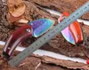 Coltello pieghevole tascabile Damasco EDC di alta qualità VG10 Acciaio damasco colorato Lama rivestita in titanio Palissandro + Manico in lamiera di acciaio inossidabile kn