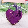 7 colors Heart-shaped Sequins Shoulder Bags Coin Purse Cartoon Crossbody Messenger bag kids wallet party favor gift