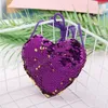 7 colori Borse a tracolla con paillettes a forma di cuore Portamonete Cartone animato Borsa a tracolla per bambini Portafoglio per bomboniere regalo