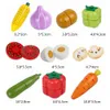 Barnleksaker Träkök som skär fruktgrönsaker miniatyr mat förskola baby tidiga pedagogiska leksaker för barn gåva lj201211