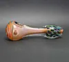 Glass Smoking Hand Pipes Spoon Tabacco Peacock Tail Colorful Head with Clear Thick Glass