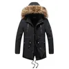 Hombres invierno parkas chaqueta hombres abrigo largo algodón cálido grueso casual parka hombres largo cuello de piel polar chaquetas con capucha a prueba de viento 201026