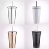 Portable Tumbler Stainless Steel Solid Color 450ml With Straw Lid Travelling Supplies Cup Woman Man Supplies Mug Daily Life 17cq K2