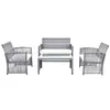 US STOCK GO 4 Pieces Outdoor Furniture Rattan Chair & Table Patio Set Outdoor Sofa for Garden Backyard Porch and Poolside a35 a53 a32