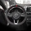 Для Mazda 3 CX-30 2020-2021 CX4 / 6 18-21 DIY Черная замша кожаная крышка рулевого колеса