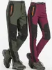 Женские флисовые термосумки для походов, спортивные брюки для альпинизма и кемпинга, софтшелл, ветрозащитные, водонепроницаемые, теплые брюки4893588