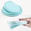 Boîte à lunch pliable portable pliable en silicone ronde pour vaisselle alimentaire Vaisselle pour micro-ondes Conteneur de nourriture Bol de stockage Coffre-fort C 201015