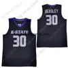 2020 New Kansas State Wildcats College Basketball Jersey NCAA 30 Beasley Violet Noir Tous cousus et brodés Hommes Taille jeunesse