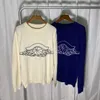 Otoño invierno moda nuevo hombre diseñador suéter algodón manga larga o cuello blanco suéter azul tamaño s-2xl