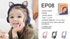 EP08 Cute Kids Wired Headphone With Microphone Girls 3.5mm Music Stereo Earphone Computer Mobile Phone Cat Ear Headset