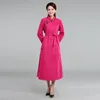 Monglian Style Casual Dresses Women Spring Autumn Modern Vestido Stand Collar Vintage Gown Asian Suede Elegant Kläder