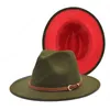 Nieuwe Herfst Unisex Fedoras Kleur Patchwork Felt Jazz Cap Vrouwen Brede Bravel Wol Mix Panama Hoeden Vintage Cowboy Cap