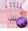 Mignon Chat Rollerball Stylos Avec Lumière LED Scintillant Noir Papeterie Kawaii Fournitures Scolaires Gel Encre Stylo Bureau Fournisseurs Enfants Cadeaux 0870