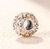 925 Sterling Silver Multi-Colored Enamel Classic Flower Arrangement Charm Bead för europeiska Pandora Smycken Charm Armband