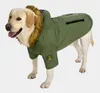 Verde militare Inverno Caldo grande grande Vestiti per animali domestici con cappuccio in pile Golden Retriever cane in cotone Giacca imbottita cappotto abbigliamento per cane301M