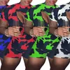 OMSJ Summer Streetwear Trendy Women Jumpsuit Cow Print Short Sleeve Zipper Cutout O-neck Sexy Unique Skinny Playsuit New Style T200704