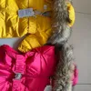 Rússia nova penas edredons inverno crianças saem para esqui, grande gola de pele animal, macacão fofo lj201125