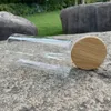 Tjock Glas Stash Jar Clear Glass Storage Flaska för torr örthöjd 108 mm Klar glas tobaksbehållare med bambu lock Airtight Seal Jar