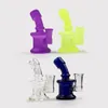 Beaker Bongs cute New design color bong with yellow purple Luminous glass water pipe Hookahs Small dab rig Oil Rigs