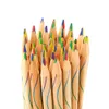 Wholesale Stationery sale promotional Gifts wooden Rainbow Color Pencil 4 in 1 Colored Pencils For Drawing painting