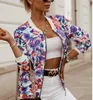 Kurtki damskie Kobiety Bomber Jacket Cienkie nadruki Moda Podstawowy płaszcz z długimi rękawami Wiatrówka na co dzień Stojący kołnierz Szczupła odzież wierzchnia