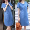 Boodinerinle Korean Plus Size Denim dress for women summer dress withボタンポケットセクシーなミニジーンズドレス3xl y2003267607041
