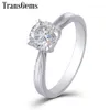 TransGems Solid 14K 585 White Gold Engagement for Women 1ct ct F Color Ring Wedding Fine Jewelry Y200620