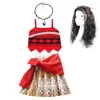 Costume Moana pour enfants, bretelles, dos nu, robe d'été, perruque, vêtements pour bébés, carnaval, noël, anniversaire, 220225