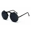 Vintage Round Mens Flip up Sunglasses Women Men Retro Punk Style Eyewear Steampunk Metal Frame Male UV400 Black Sun Glasses