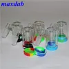 2.2 Inches Ash Catcher 14mm Glass Water Bong Pipes hookah Bubbler Ashcatcher 45 90 Degree with Silicone Wax Jar