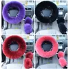 3pcs/set Winter Wool Car Steering Wheel Cover Long Australian Wool Heated Fur Steering Wheel Cover Handbrake Gear Shifter Cover