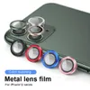 14Colors Aluminium Camera Lens Ringmetallglasskydd för iPhone 11 12 Pro Max Hög Clear Tempered Glass Skärmskydd Kamera Lensväska