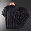 Minglu Sommer Herren Sets (T-Shirt + Hosen) Luxus Allover Bedruckte Kurzarm Mann Sets Plus Größe Lässige Mode Slim Männer Sets LJ201124