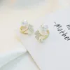 Koreanische Marke Luxus-S925 Silber Nadel Perlenohrstecker Schmuck Temperament Frauen 18k vergoldet glänzend Zirconohrringen High-End-Geschenke